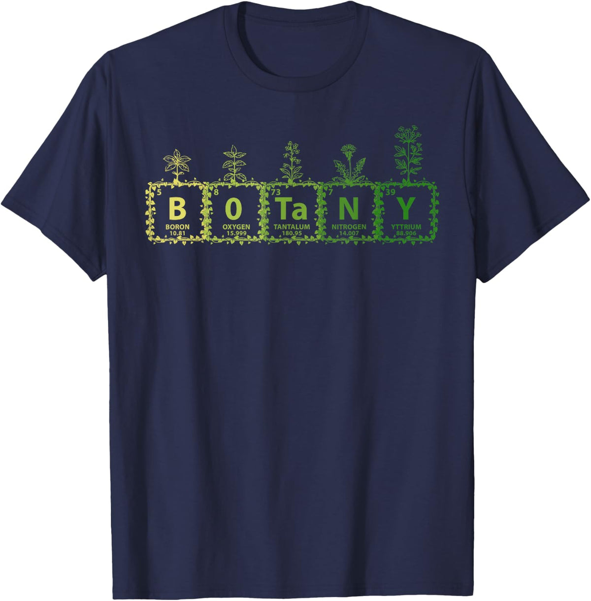 Botany Periodic Table Science Gardening Botanist T-Shirt - Navy Blue