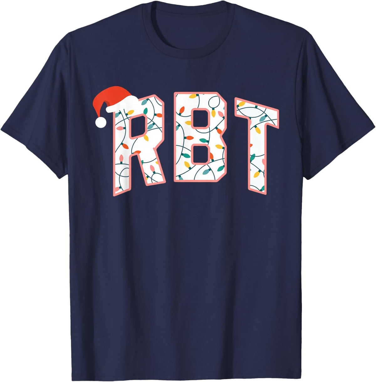 RBT Christmas Lights Registered Behavior Technician ABA Xmas T-Shirt - Navy Blue