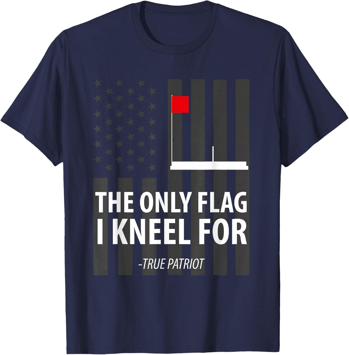 Ice Fishing Only Kneel Humor Design T-Shirt - Navy Blue