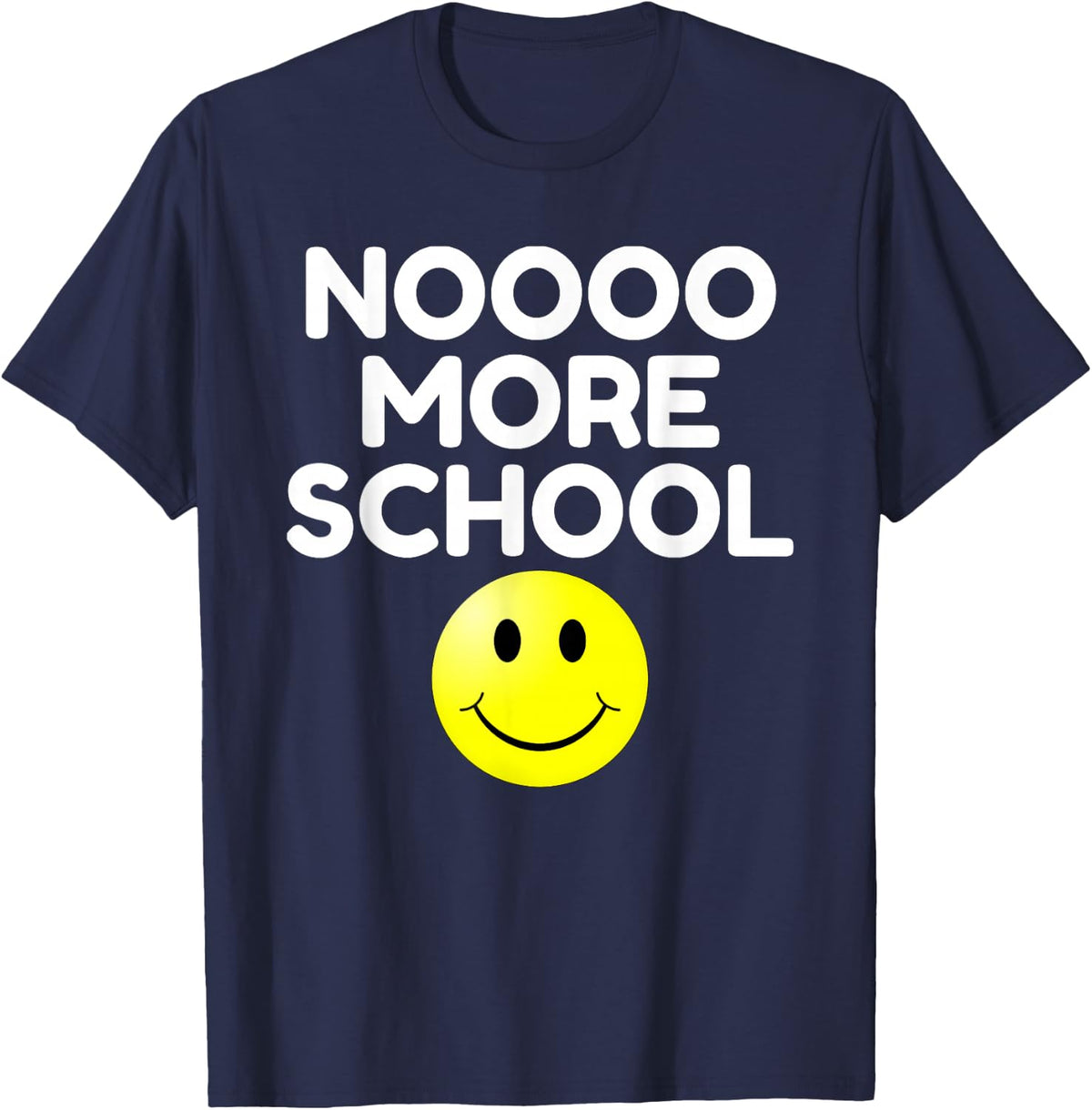No More School Happy Face T-Shirt, School is Out Tee - Navy Blue
