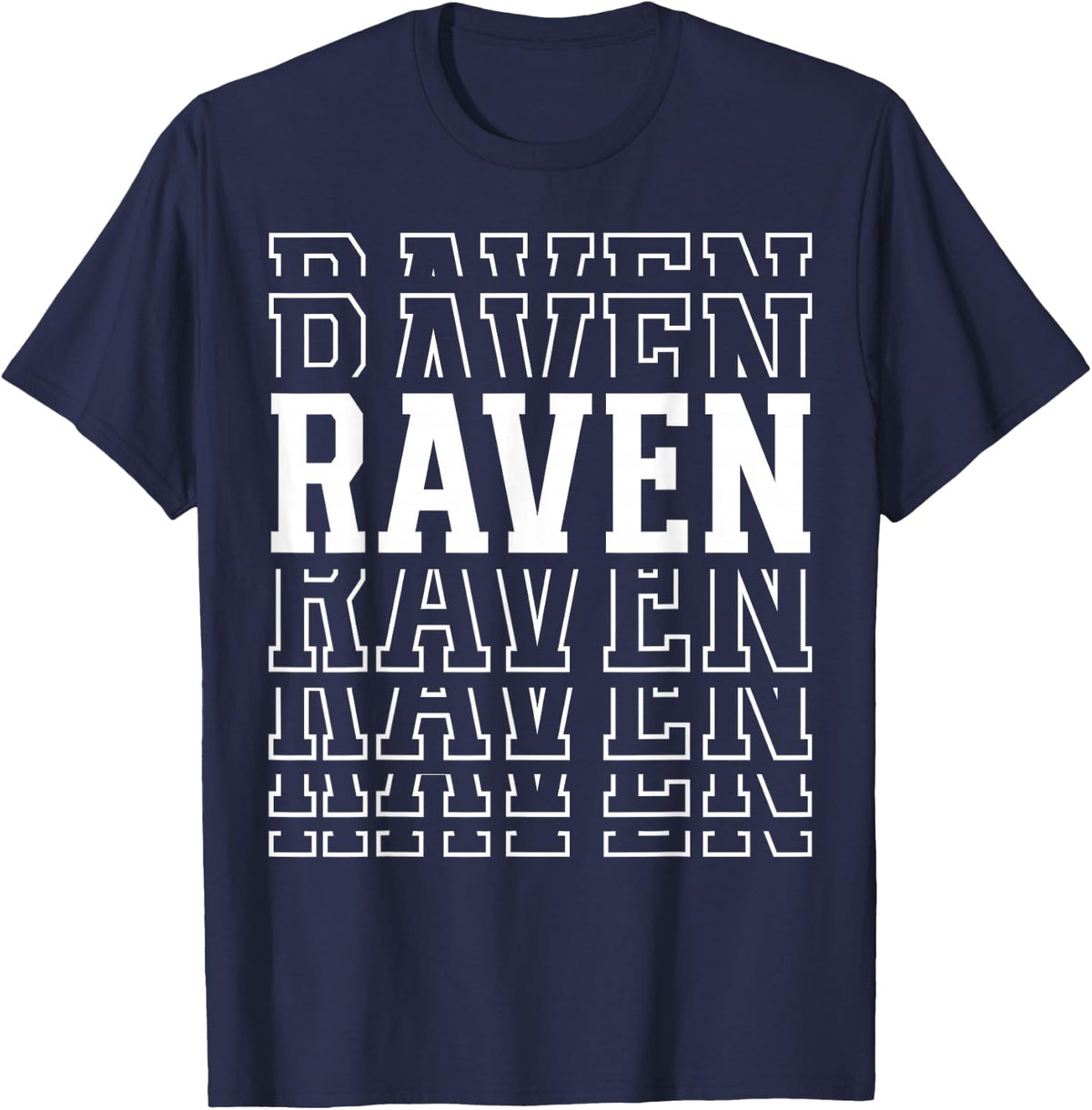 Raven Layered Text Costume Animal Lover T-Shirt - Navy Blue