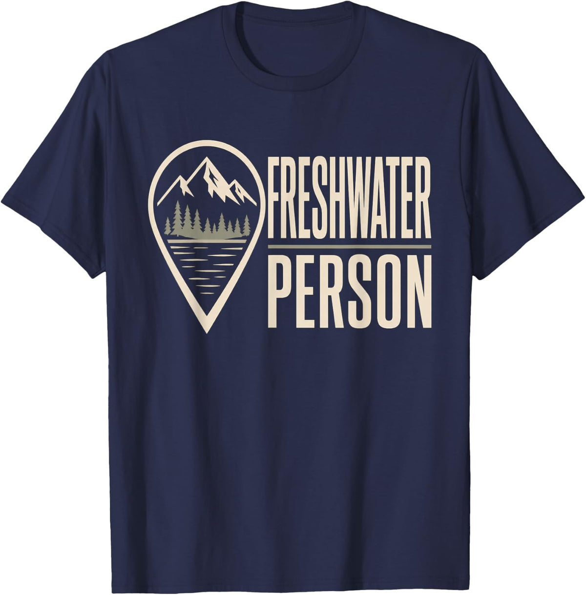 Freshwater Person Funny Geography Map Nerd Trivia T-Shirt - Navy Blue