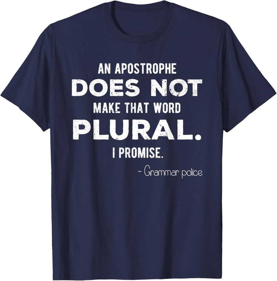 Funny Grammar Police T-Shirt for English Teacher and Lingui T-Shirt - Navy Blue