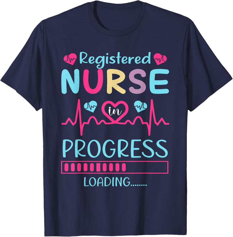 Registered Nurse In Progress Loading Training Student T-Shirt - Navy Blue