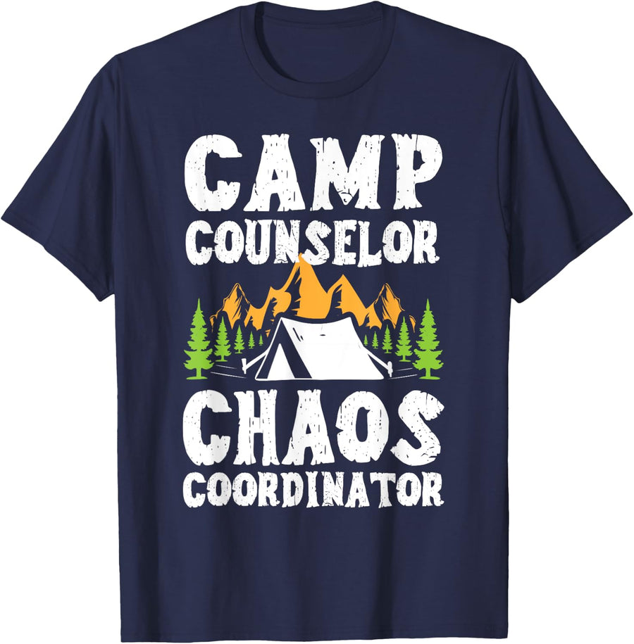 Camp Counselor Chaos Coordinator Camp Counselors T-Shirt - Navy Blue