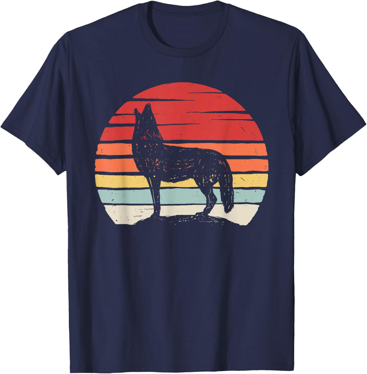 Catch Some Rays Vintage Retro Coyote T-Shirt - Black, Small, Unisex, Short Sleeve, Classic Fit - Navy Blue