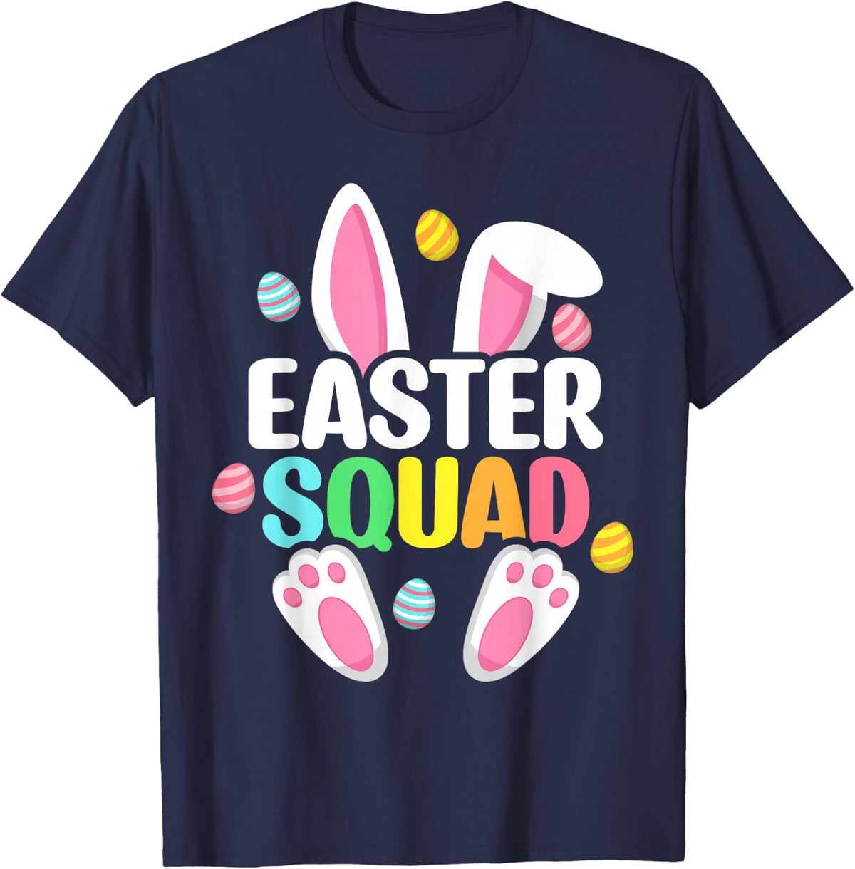 Easter Squad Family Matching T Shirts for Men Women Kids Bunny Egg Hunt Group Tees - Navy Blue