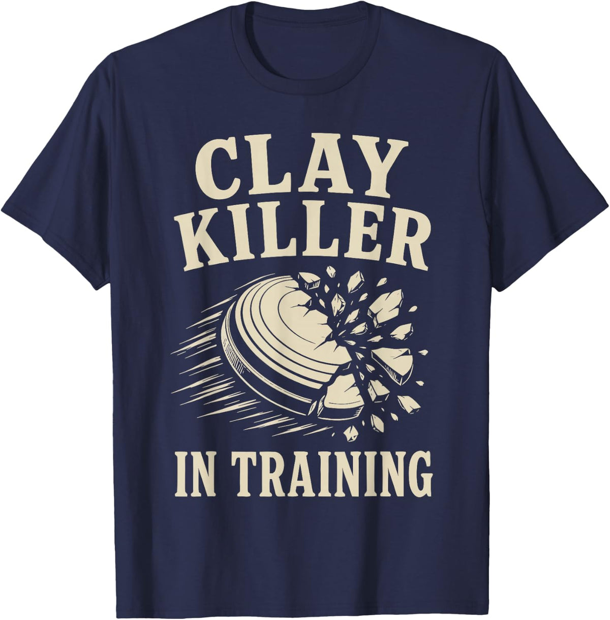 Funny Trap Shooting Practice Clay Target Shooter T-Shirt - Navy Blue
