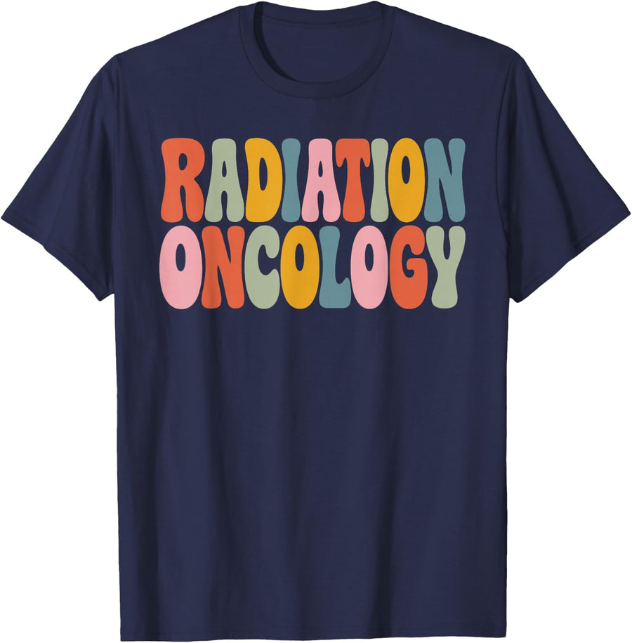 Radiation Oncology Art for Men Women Kids Oncology Nurse T-Shirt - Navy Blue