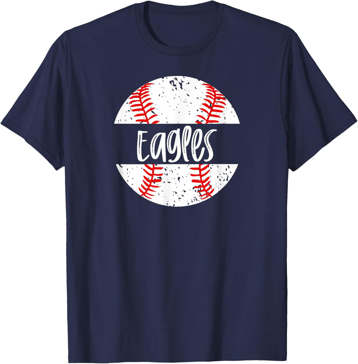 Eagles Baseball Team Mascot School Spirit Game Day T-Shirt - Navy Blue