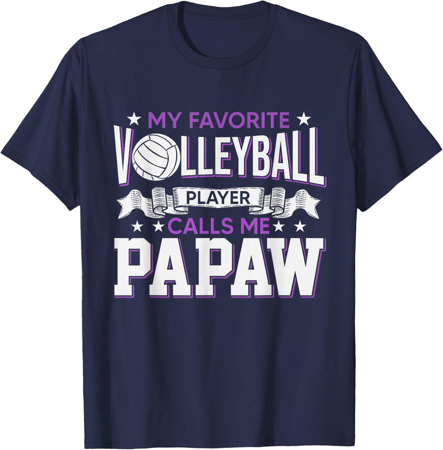 My Favorite Volleyball Player Calls Me Papaw T-Shirt - Navy Blue