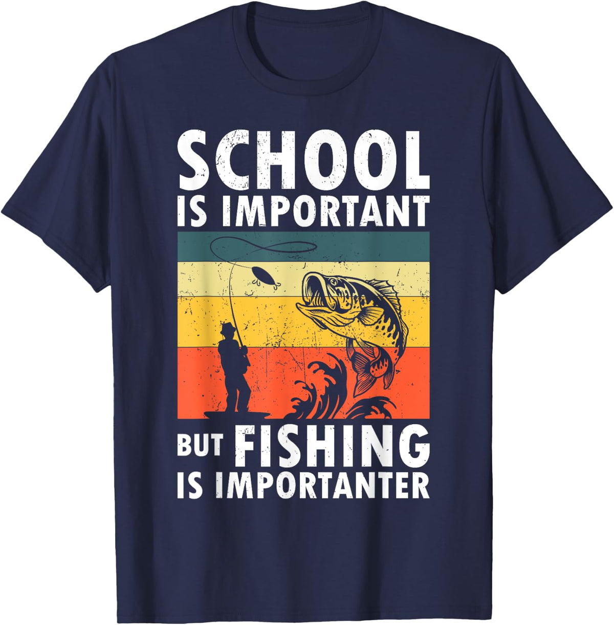 Funny Fishing Design For Men Women Fisherman Fishing Lover T-Shirt - Navy Blue