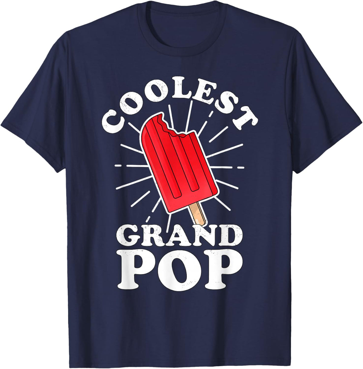 Coolest GrandPop Funny Ice Pop Ice Cream Grandpa Fathers Day T-Shirt - Navy Blue