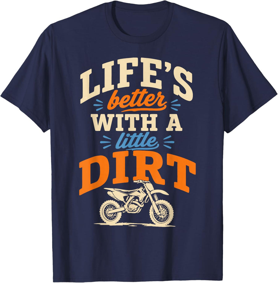 Retro Dirt Bike Racing Motocross Rider T-Shirt - Navy Blue