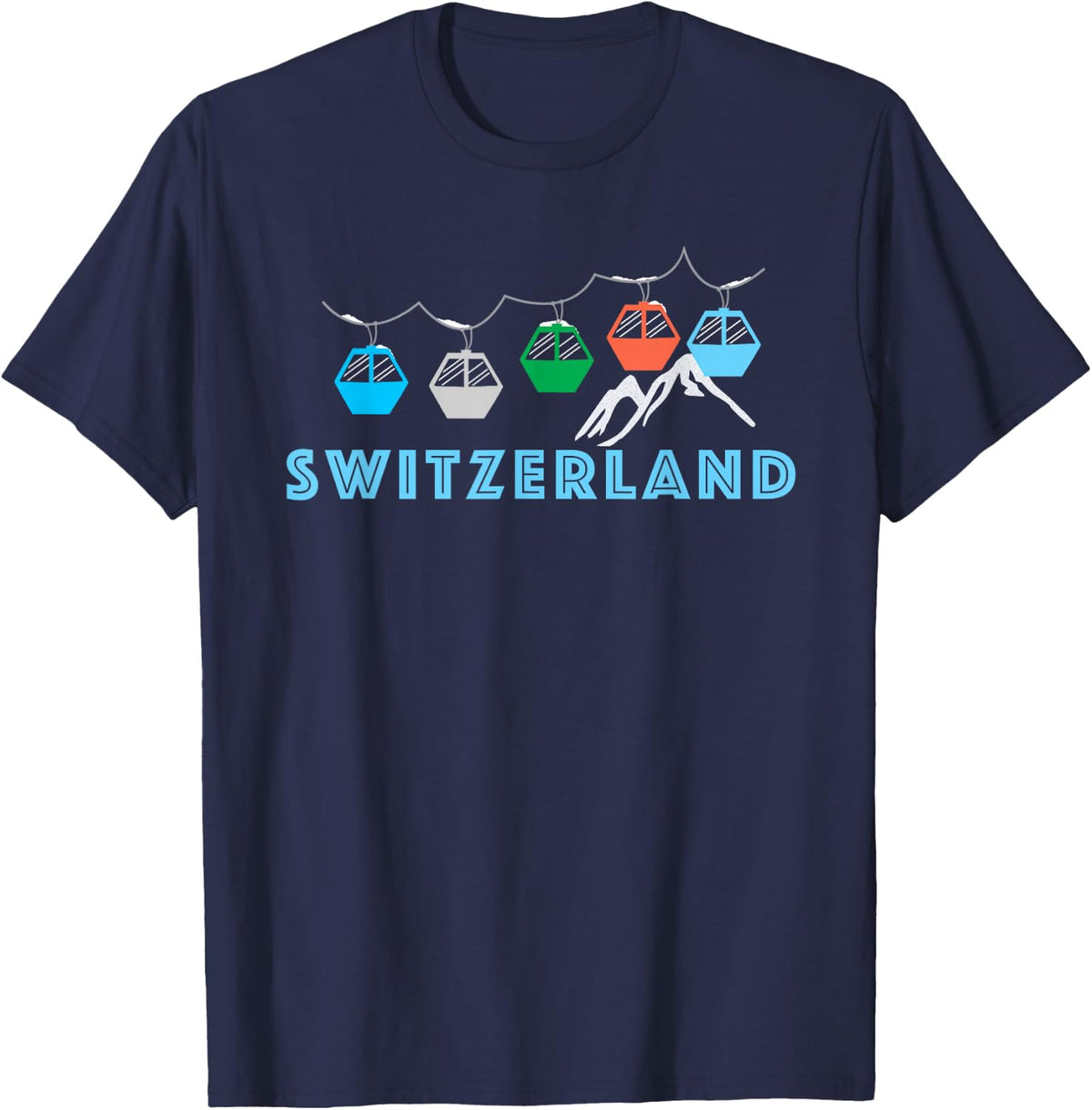 Retro Vintage Switzerland Designs & Apparel Women's Black Mountain Short Sleeve T-Shirt - Small - Navy Blue