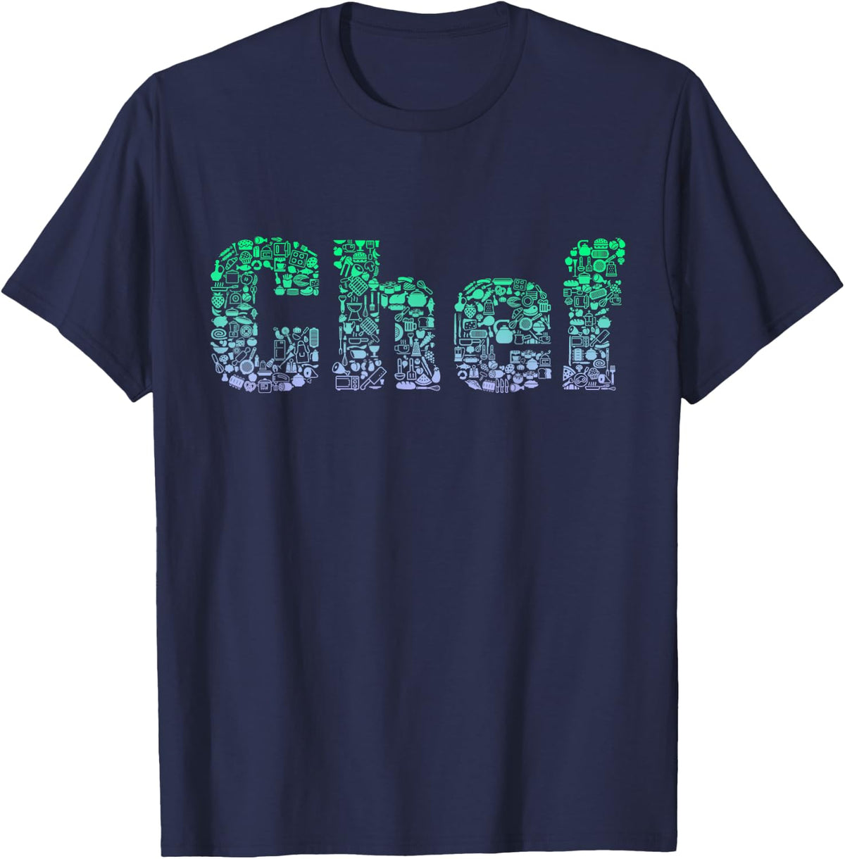 Chef Icon Design for Chef | Culinary Words Mens Cooking T-Shirt - Navy Blue