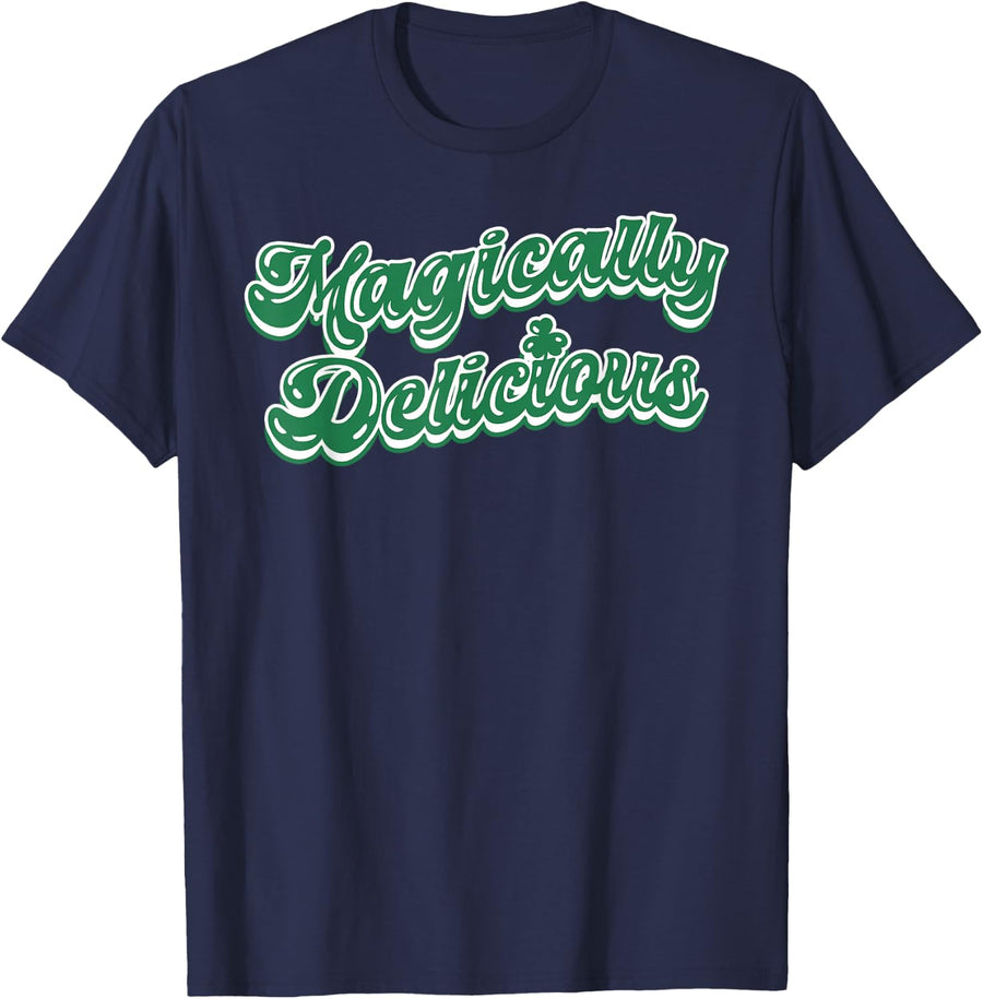 St Patricks Day Magically Delicious Irish Lucky Shamrock T-Shirt - Navy Blue