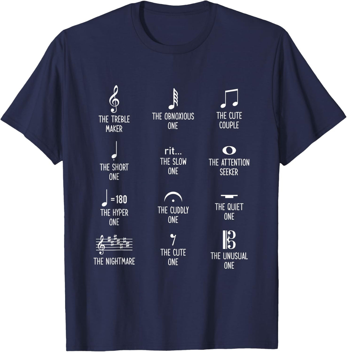 Music Term Personalities - Funny Classical Music Gift Idea T-Shirt - Navy Blue