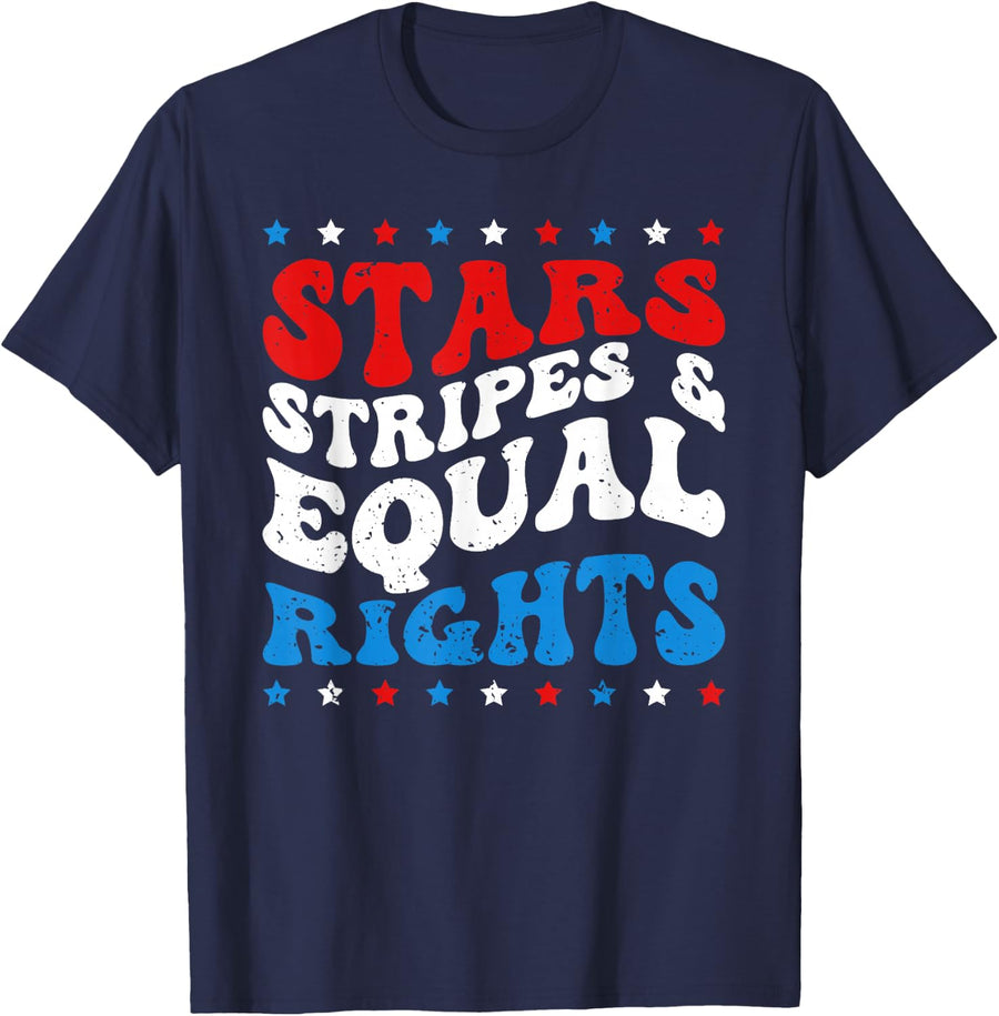 Stars Stripes And Equal Rights Women's Rights 4th Of July T-Shirt - Navy Blue