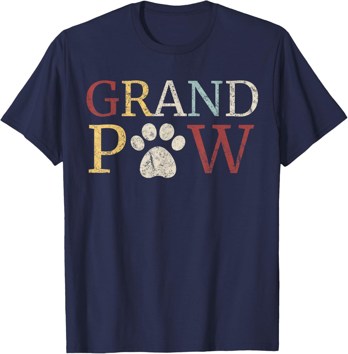 Retro GrandPaw Dog Friend Grandpa Gift T-Shirt - Navy Blue