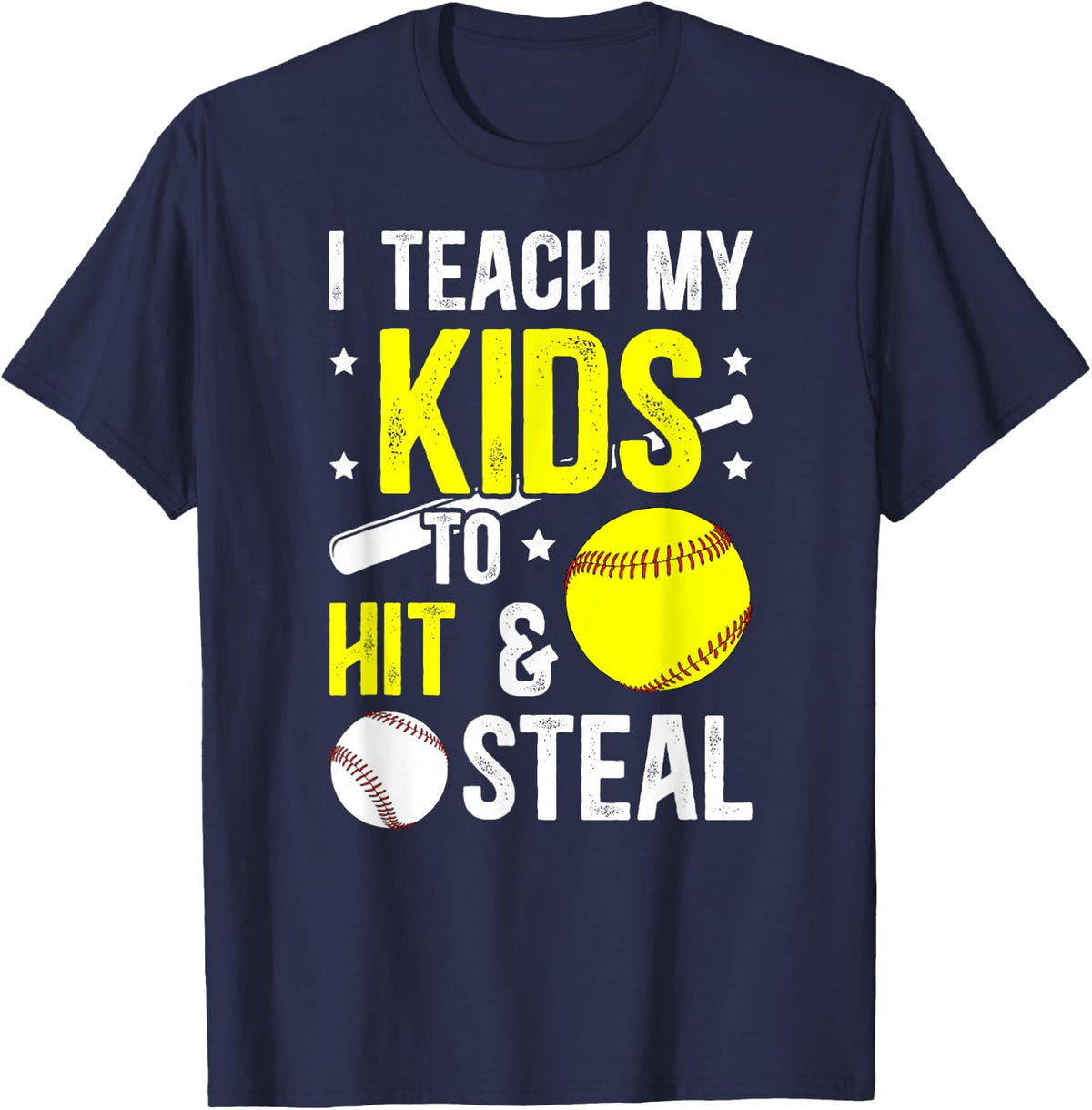 Baseball Softball Dad Funny Softball Baseball Dad T-Shirt - Navy Blue