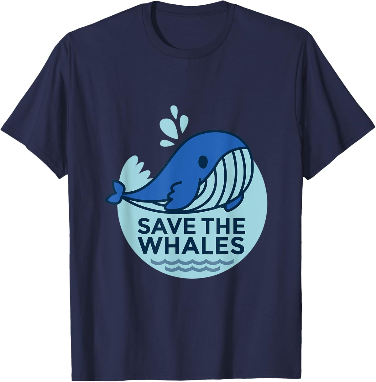 Save The Whales Climate Change Awareness Humpback Whale T-Shirt - Navy Blue