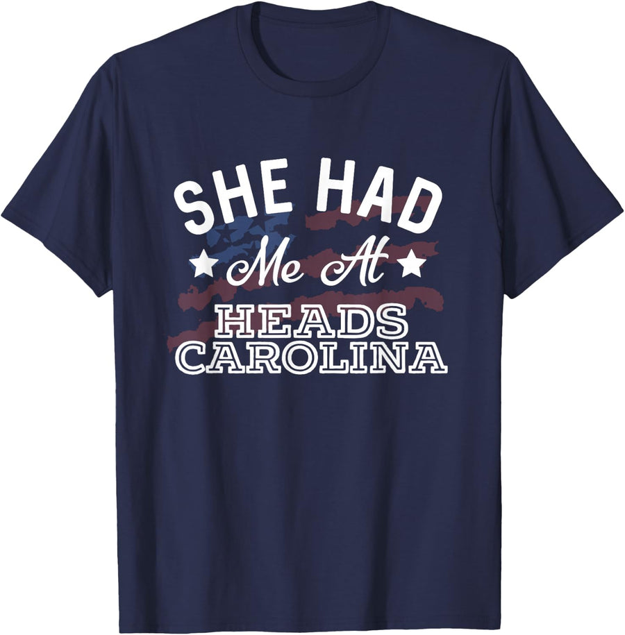 She Had Me At Heads Carolina Country Music Lyrics T-Shirt - Navy Blue