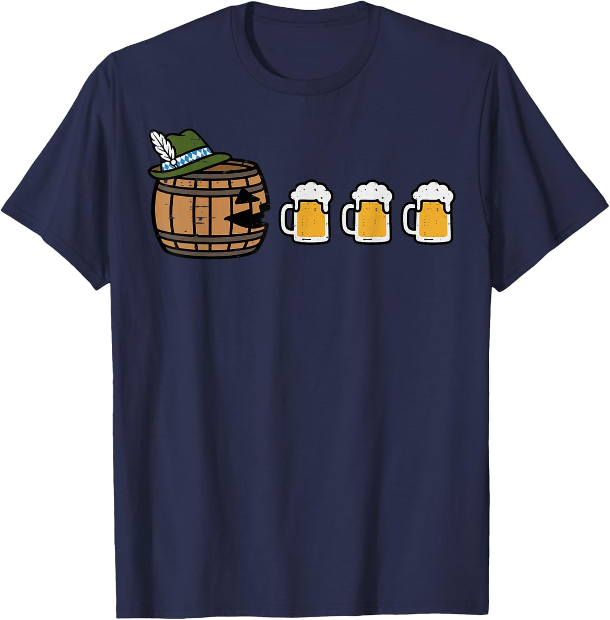 Funny Oktoberfest Gamer Beer Drinking German for Men Women T-Shirt - Navy Blue