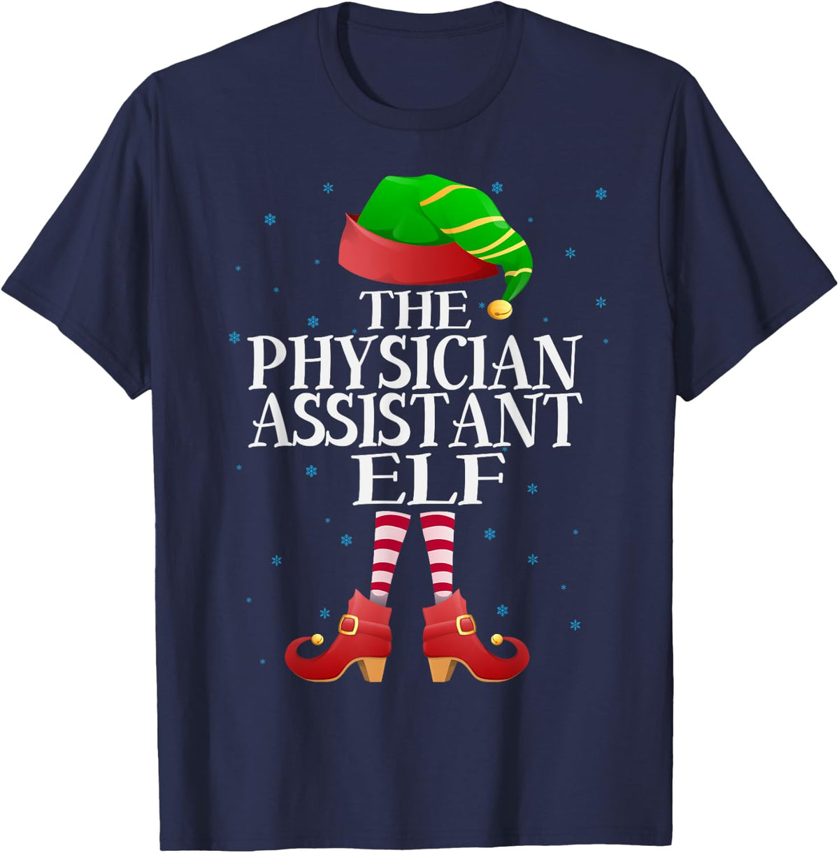 Physician Assistant Elf Funny Matching Pajama Group T-Shirt - Navy Blue