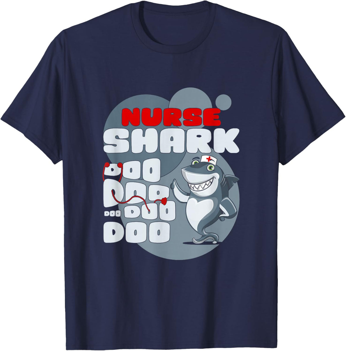 Funny Shark Nurse RN LPN CNA Nurse Practitioners T-Shirt - Navy Blue