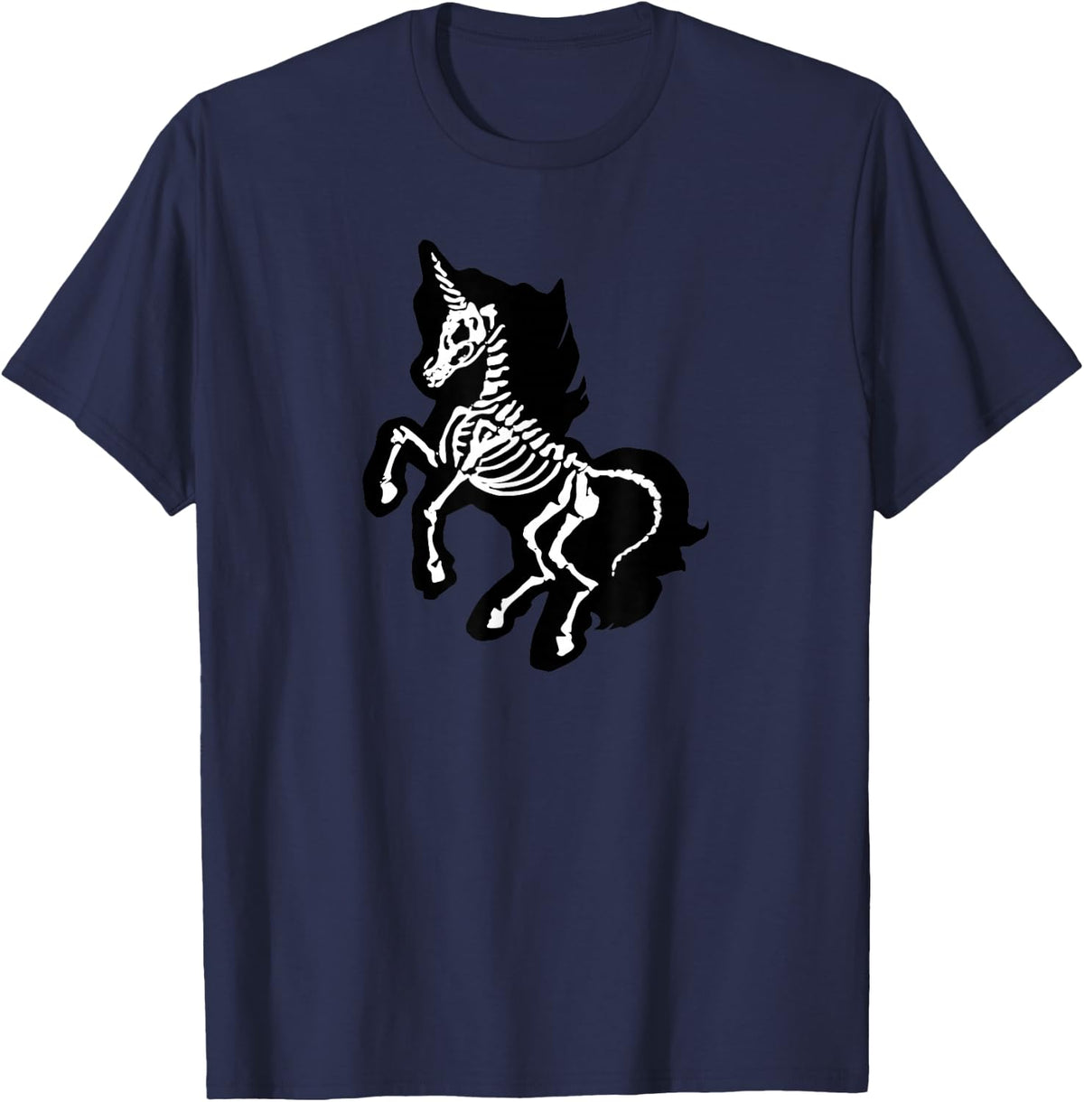 Gothic Unicorn Skeleton Kawaii Alternative Goth T-Shirt - Navy Blue