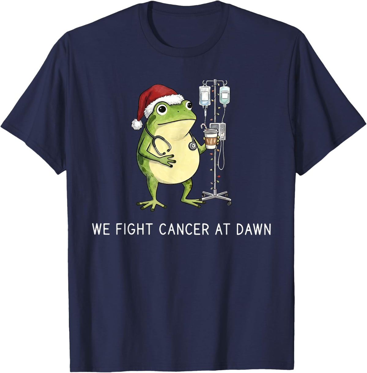 Oncology Nurse We Fight Cancer At Dawn Christmas Hematology T-Shirt - Navy Blue