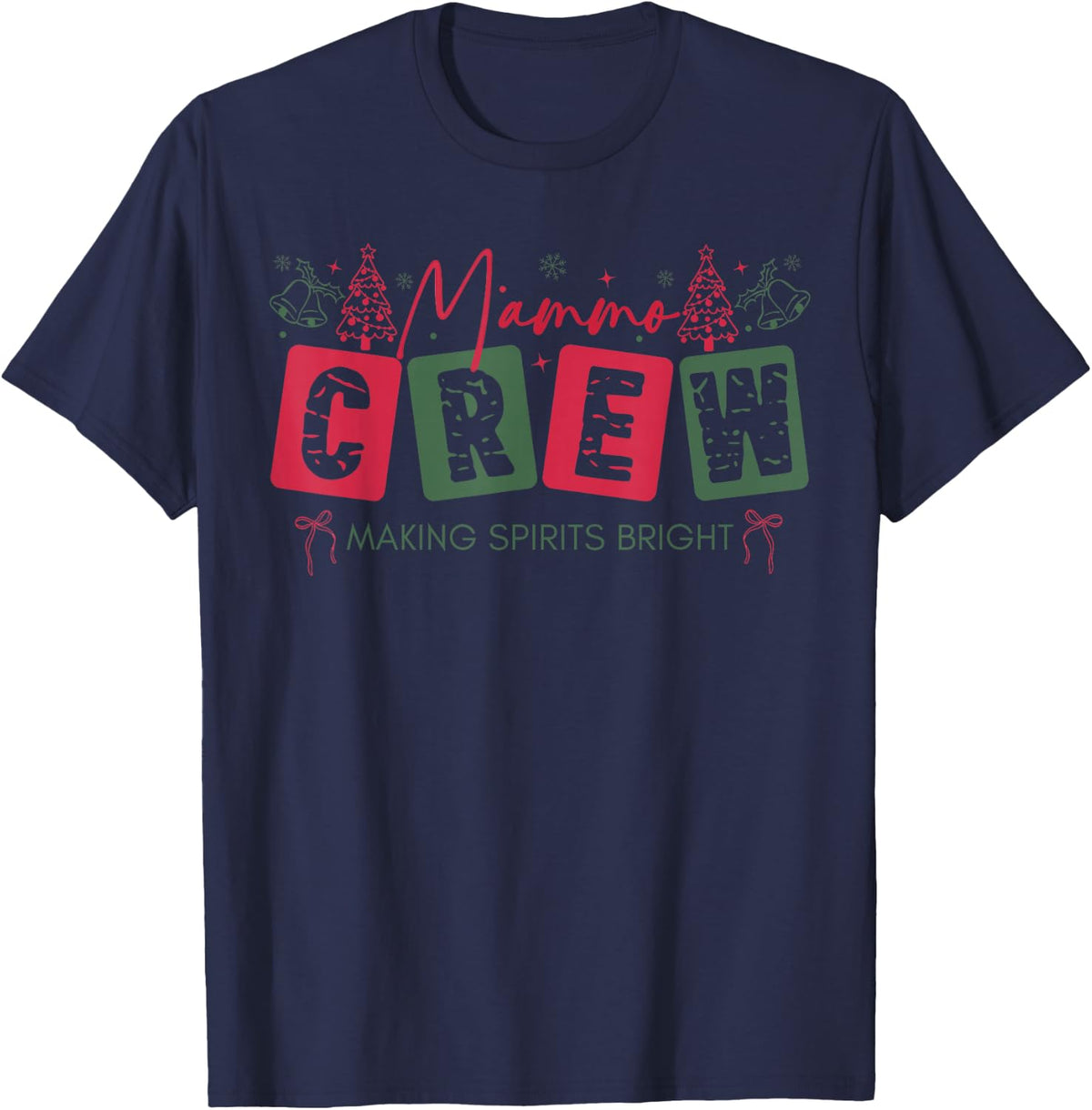 Retro Christmas Mammo Tech Crew Mammographer Xray Tech Xmas T-Shirt - Navy Blue
