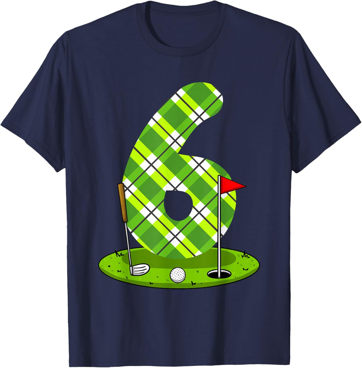 Golf Birthday Shirt For Kids 6th Birthday Party Golfer T-Shirt - Navy Blue