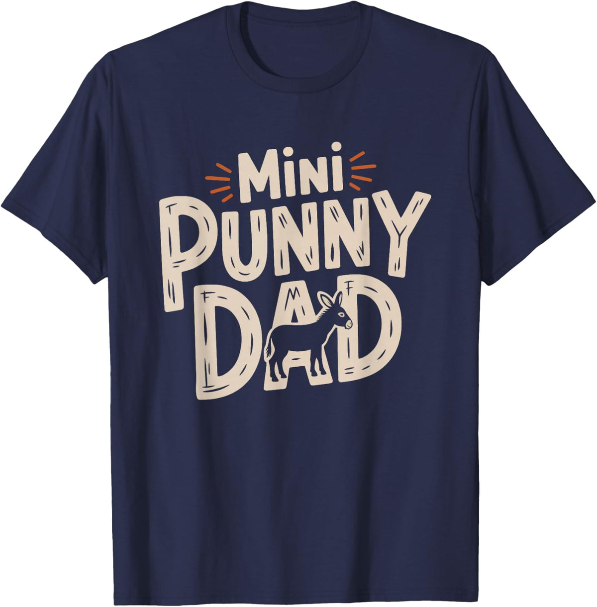 Miniature Donkey Dad Who Has Mini Puns Memorized Already T-Shirt - Navy Blue