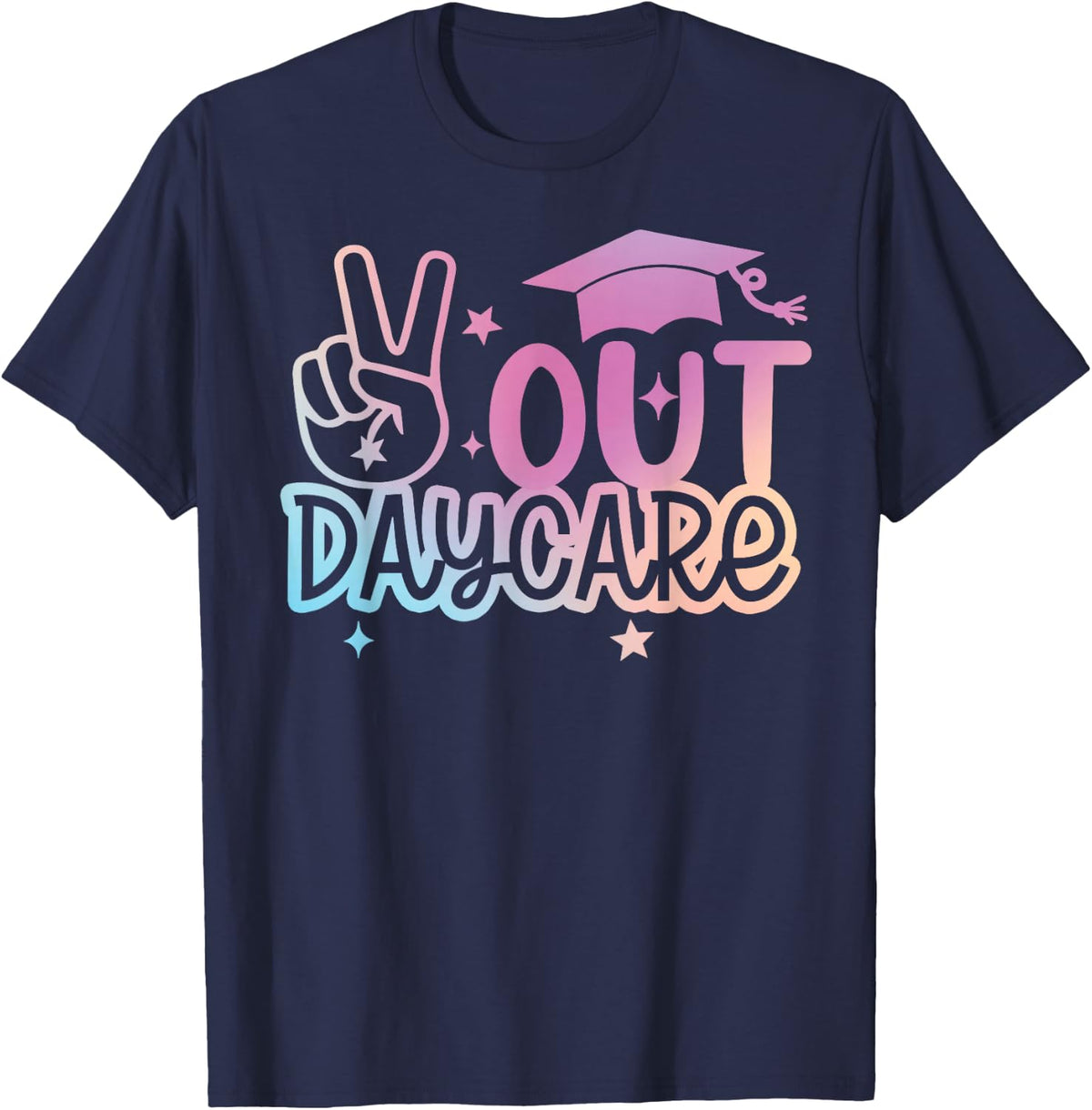 Peace Out Daycare Happy Last Day Of School Tie Dye T-Shirt - Navy Blue