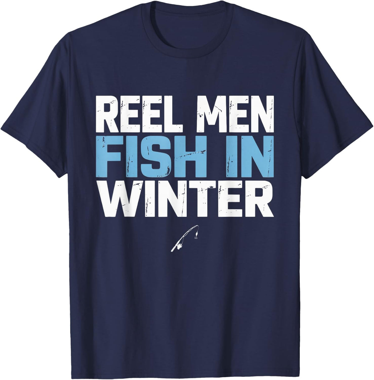 Ice Fisherman Men Fishing T-Shirt - Navy Blue