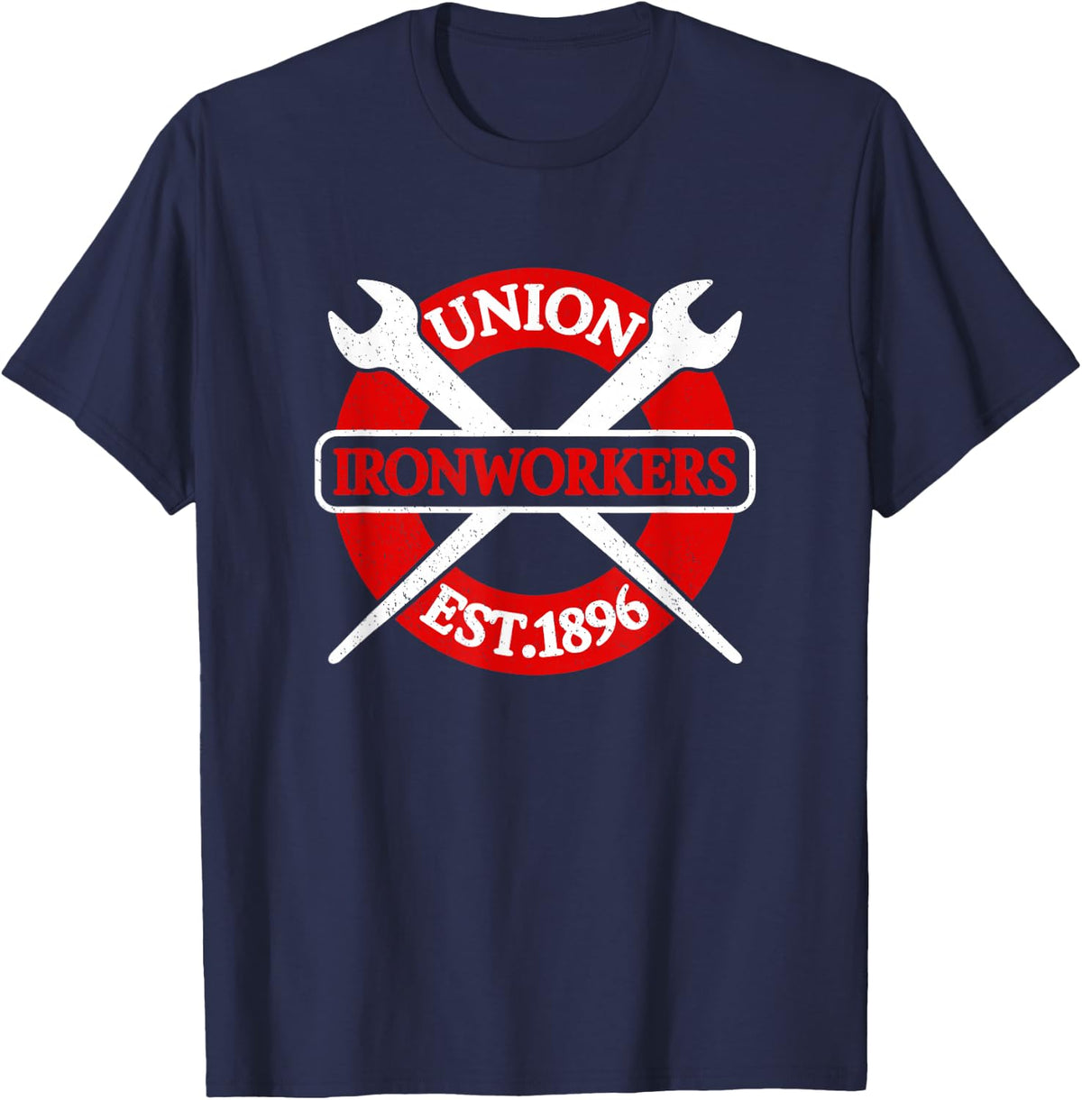 Union Ironworkers Est. 1896 Iron Worker T-Shirt and Tees for Men Construction Trade - Navy Blue