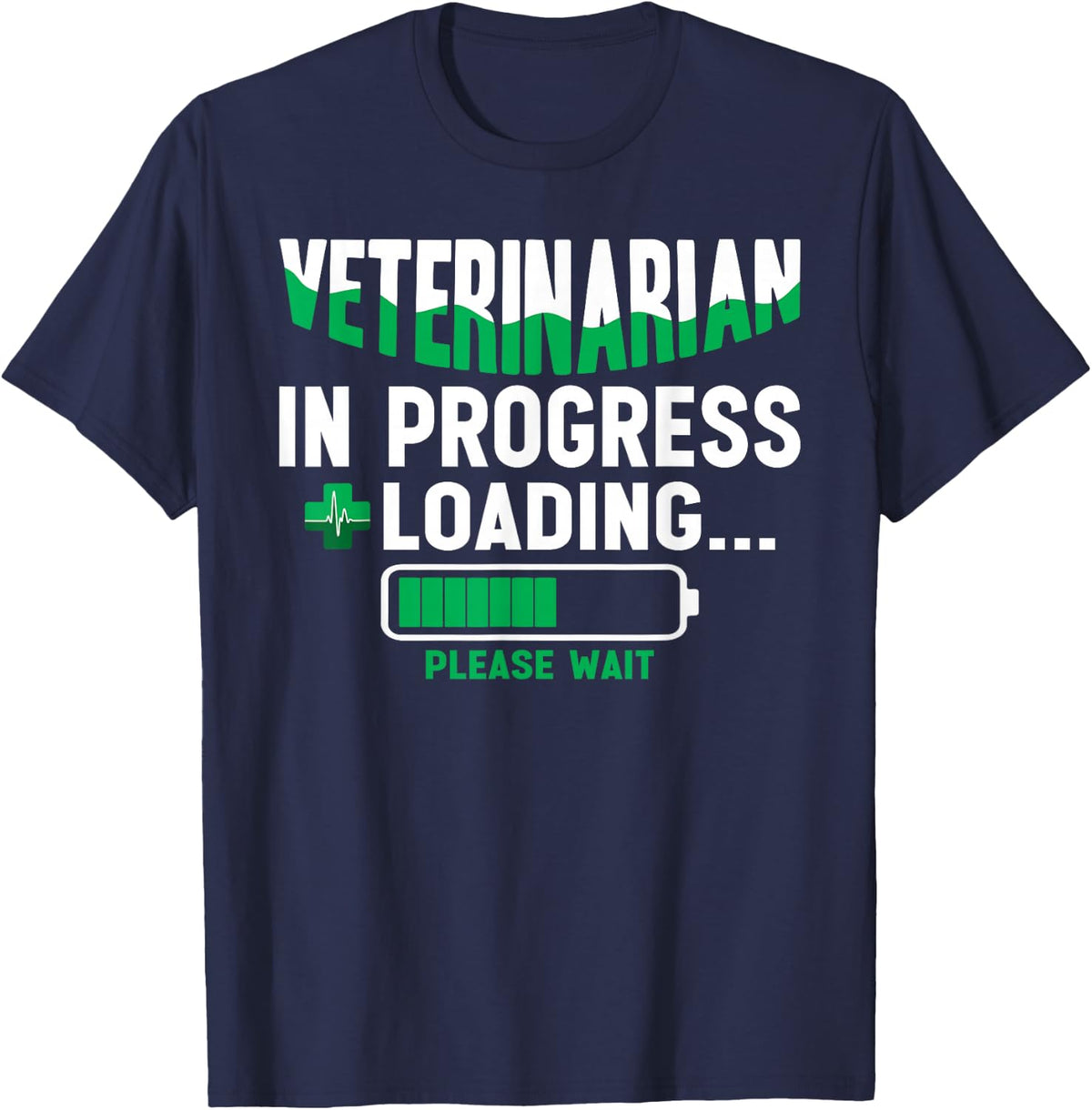 Funny Veterinarian in Progress Loading Please Wait T-Shirt - Navy Blue