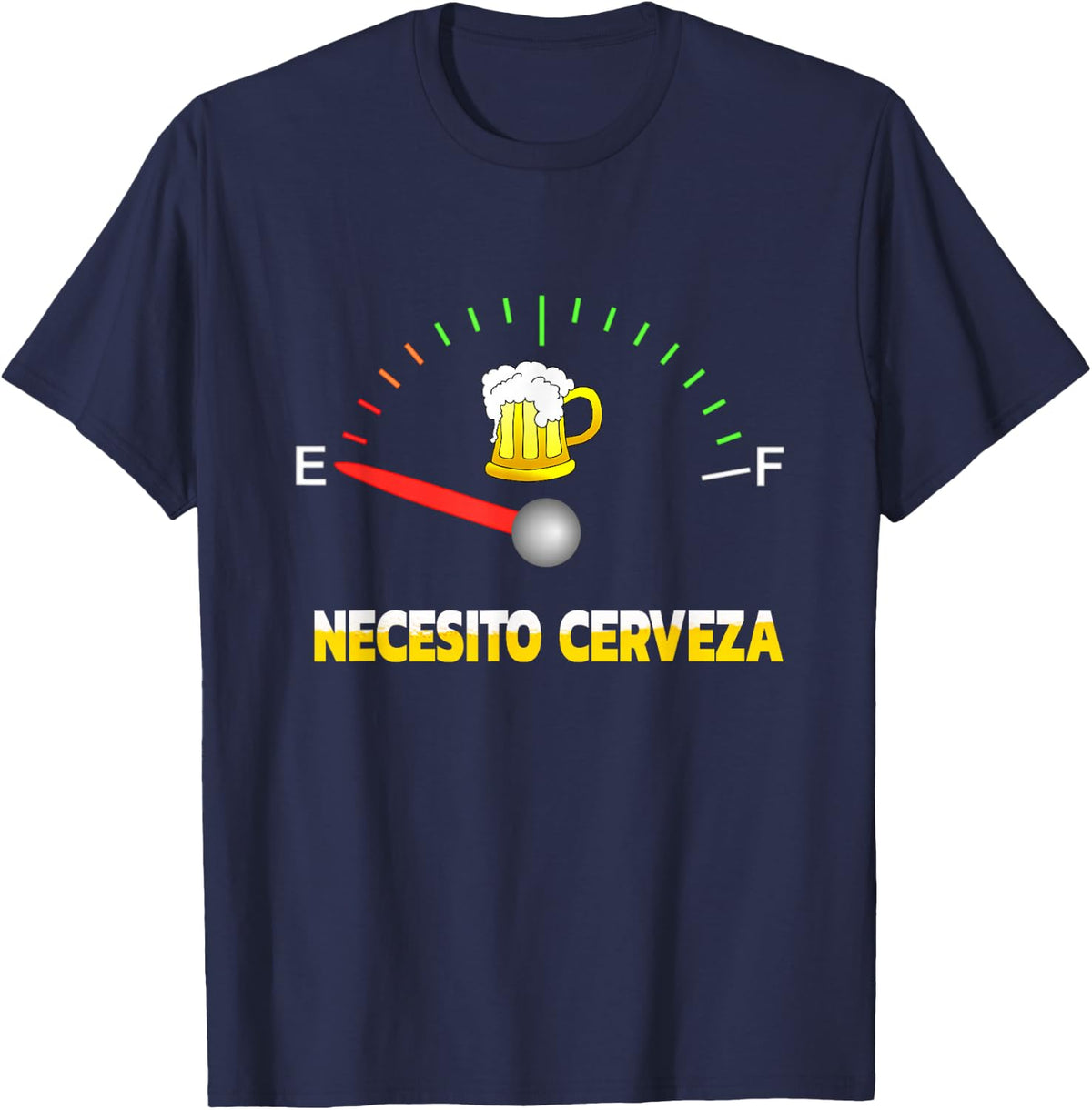 Necesito Cerveza I Need Beer in Spanish Design T-Shirt - Navy Blue