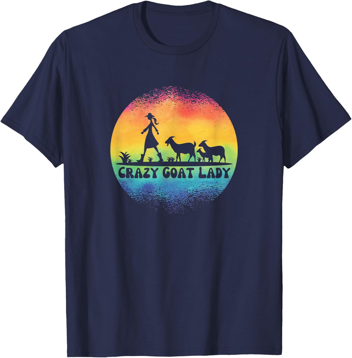 CRAZY GOAT LADY - FUN GOAT OWNER T-Shirt - Navy Blue