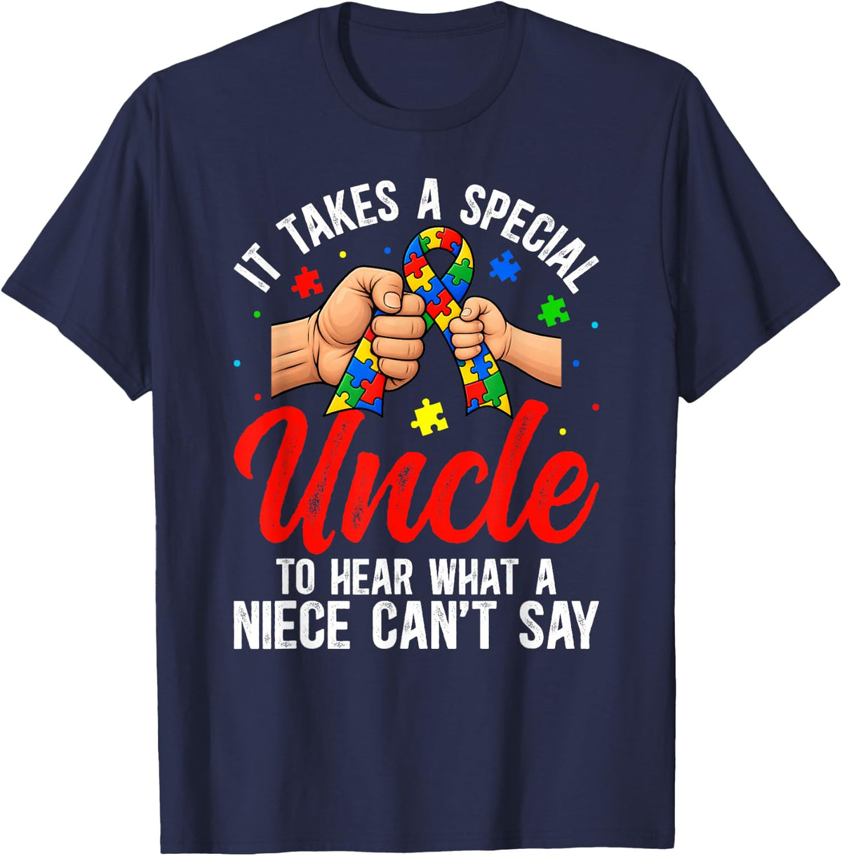 Proud Autism Uncle Autism Warrior Uncle Autism Awareness T-Shirt - Navy Blue