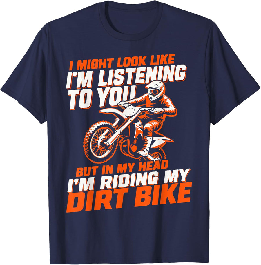Dirt Bike Lover Motocross Rider T-Shirt - Navy Blue