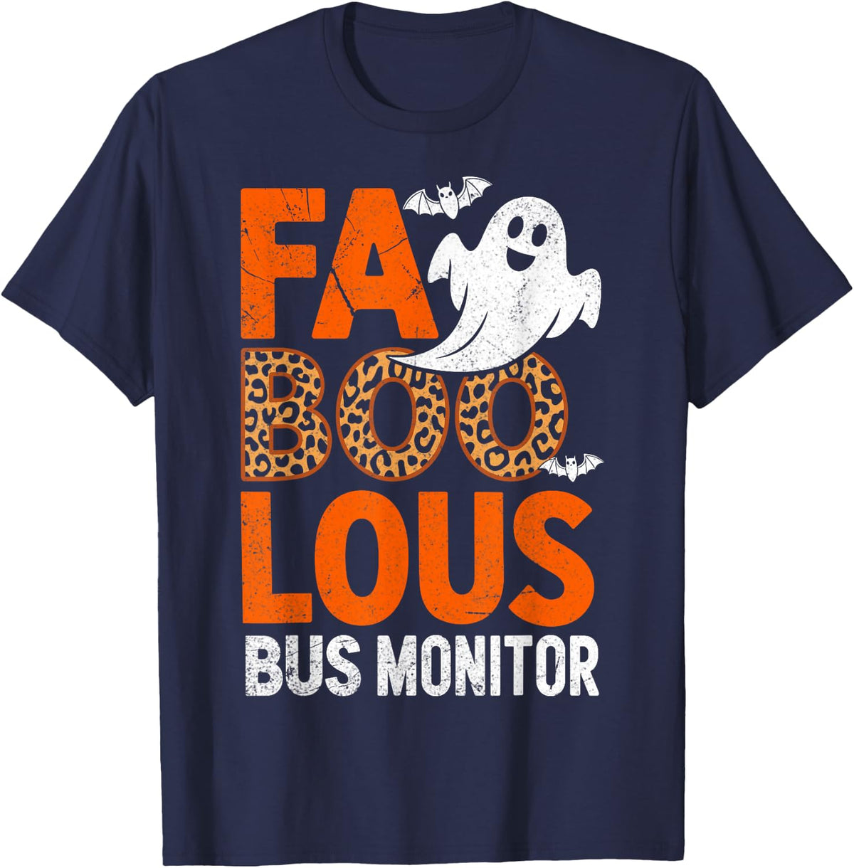 FA Boo Lous Bus Monitor - Halloween Scary Bus Aide Gifts T-Shirt - Navy Blue
