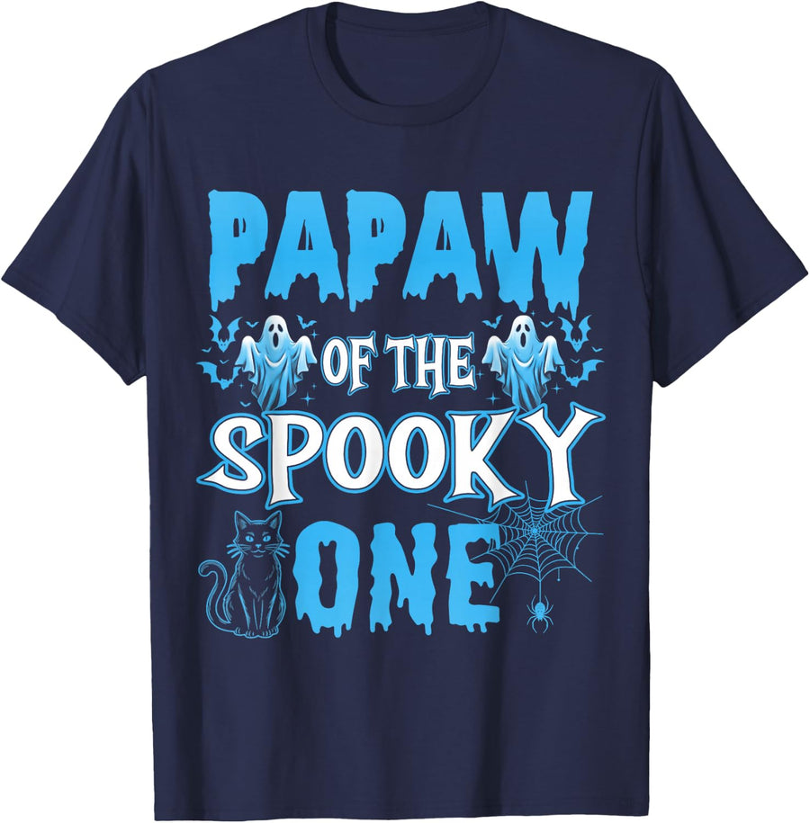 Papaw of the Spooky One Funny Halloween 1st Birthday Boy T-Shirt - Navy Blue