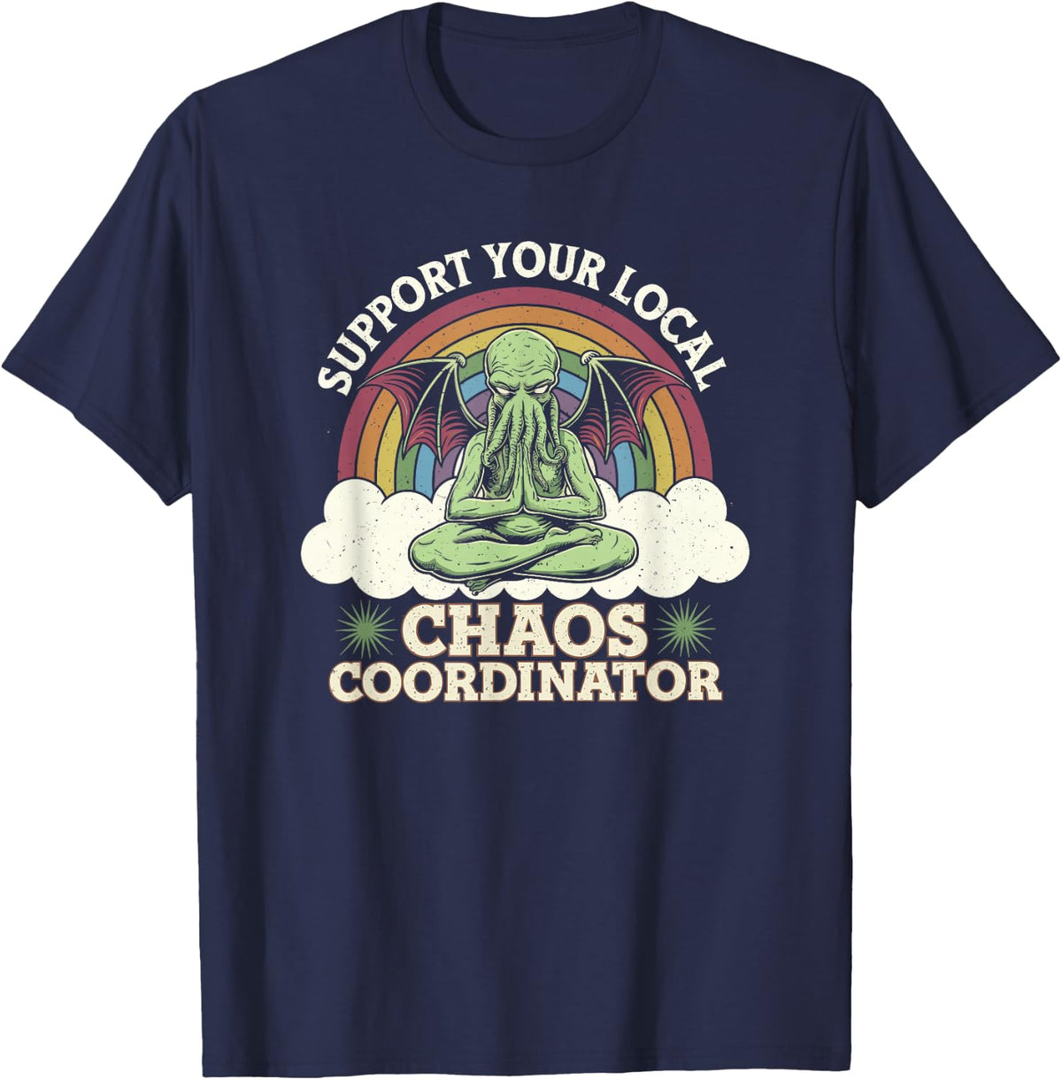 Cthulhu Chaos Coordinator, Retro Cthulhu T-Shirt - Navy Blue