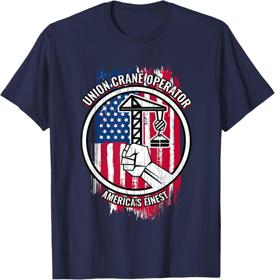 Union Crane Operator Tshirt Mens Gifts for Crane Operators T-Shirt - Navy Blue