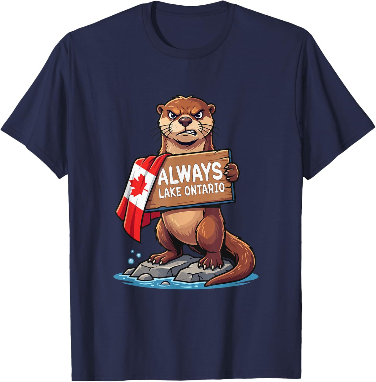 Always Lake Ontario Animals Flag Otter Funny Ontario-Lake T-Shirt - Navy Blue
