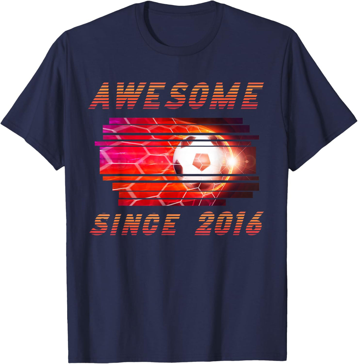 My 7th Birthday Soccer, Awesome since 2016 for Boys & Girls T-Shirt - Navy Blue