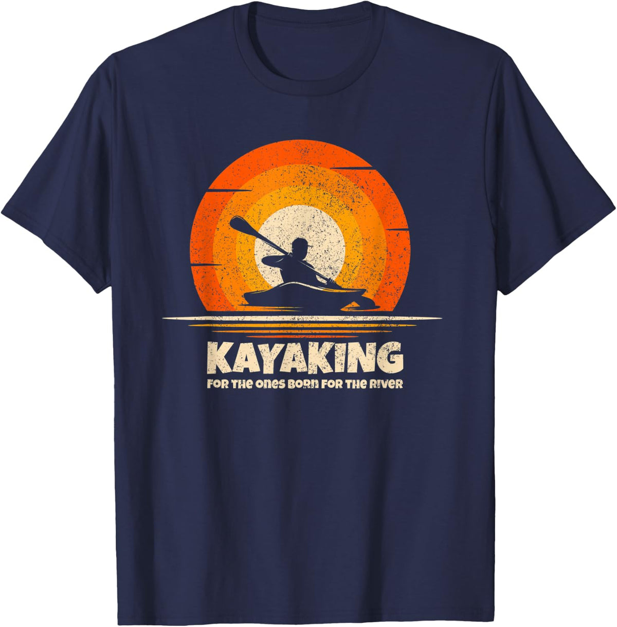 Kayak Kayaking Born for the River Kayaker Funny Kayaking T-Shirt - Navy Blue